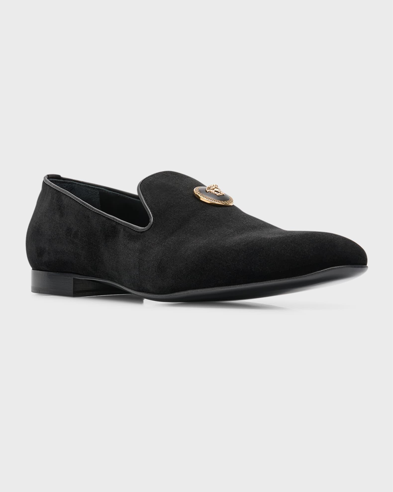 Men's Medusa Ornament Suede Smoking Slippers Product Image