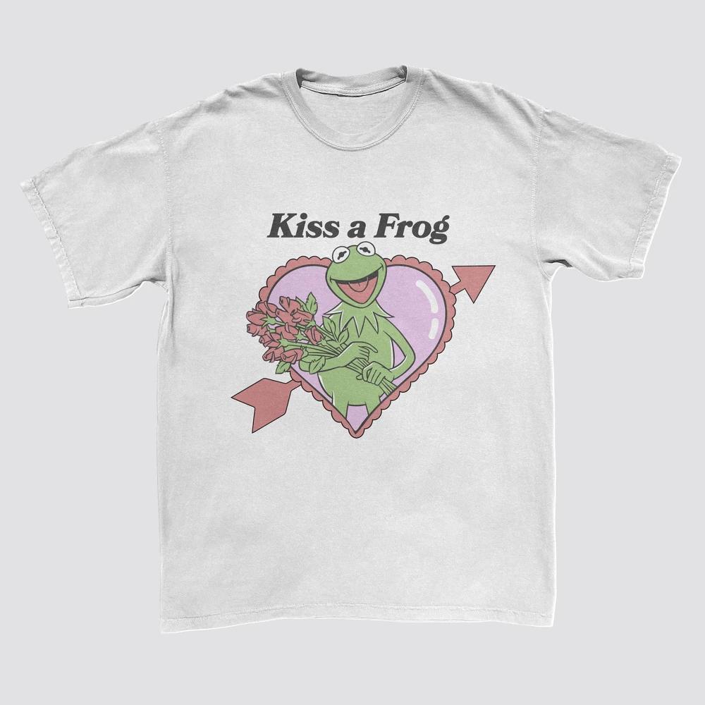 Mens The Muppets Kermit Kiss Short Sleeve Crewneck T-Shirt - White Product Image