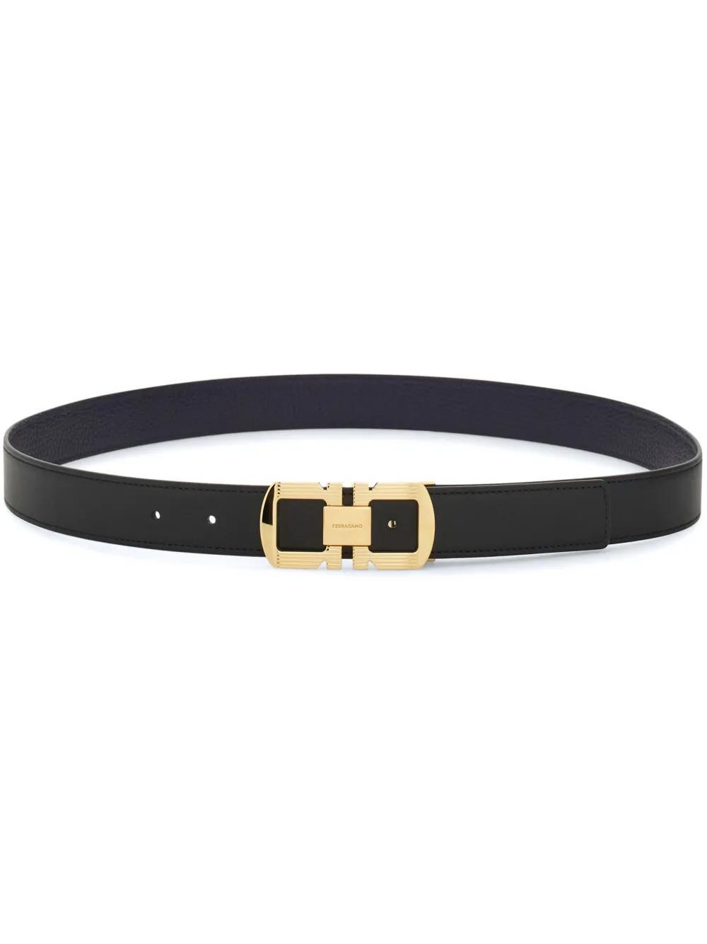 FERRAGAMO Reversible Leather Belt In Blue Product Image