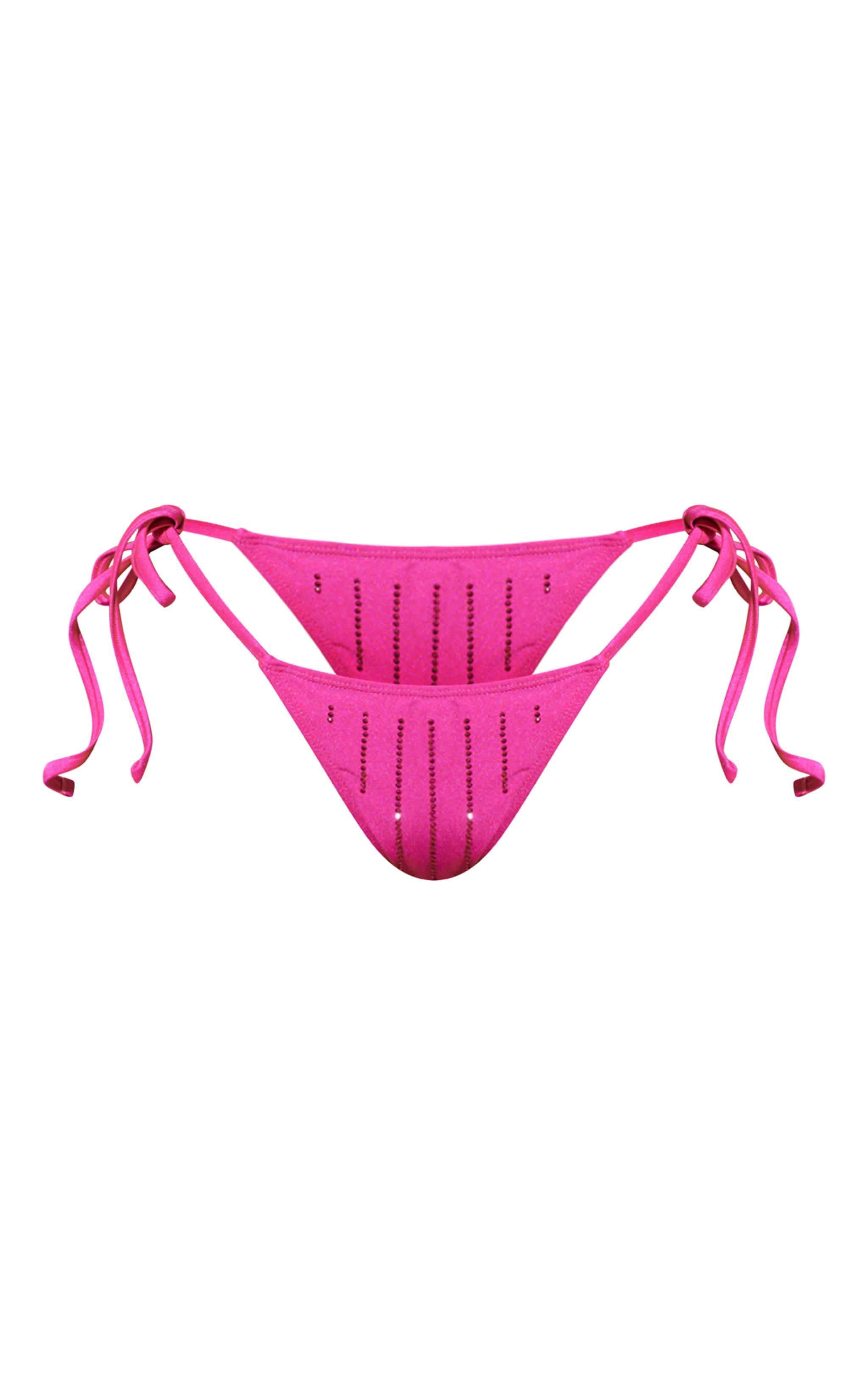 Pink Hot Fix Tie Side Bikini Bottoms Product Image