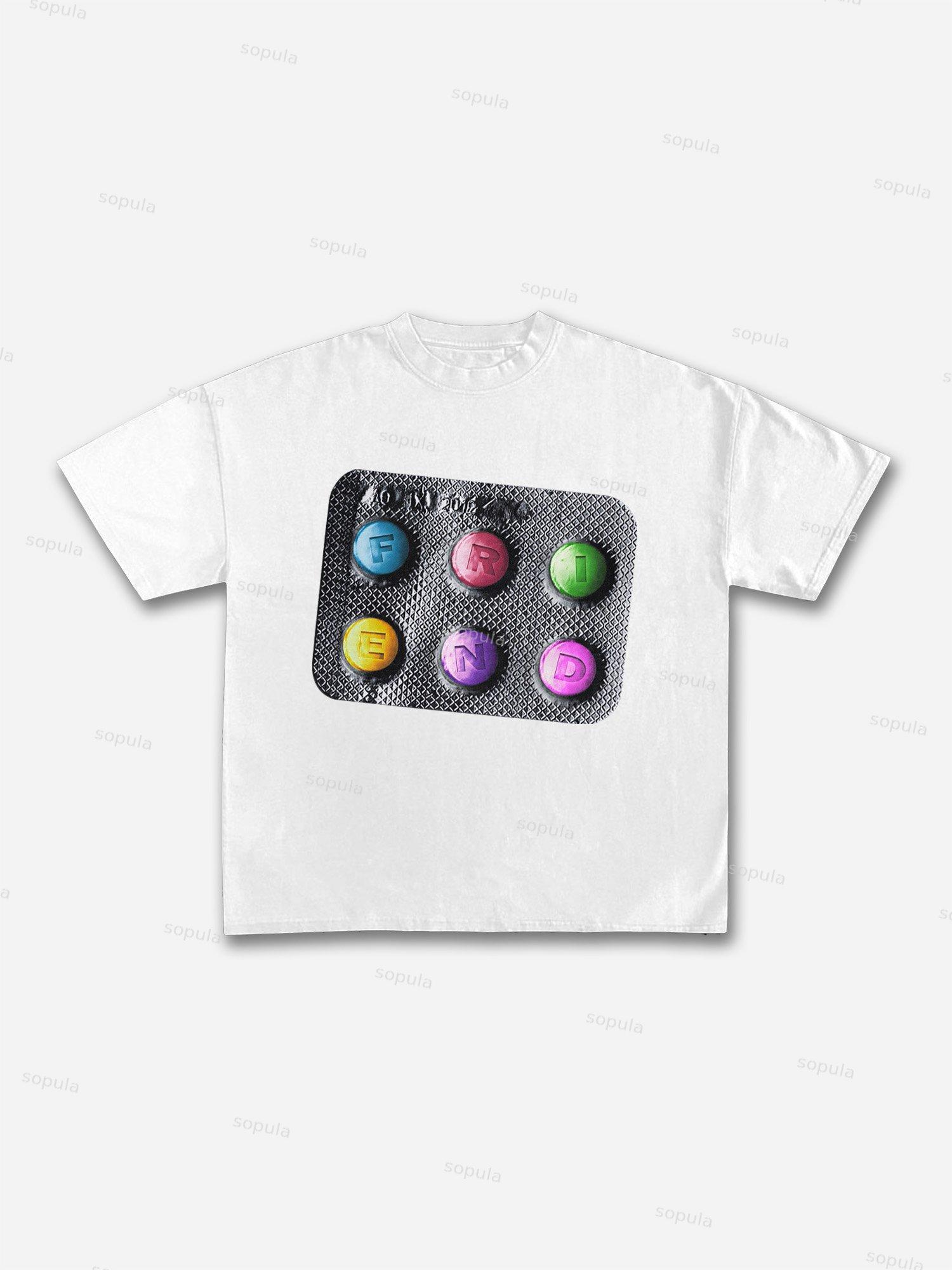 Small Pills Graphic Cotton T-shirt Product Image