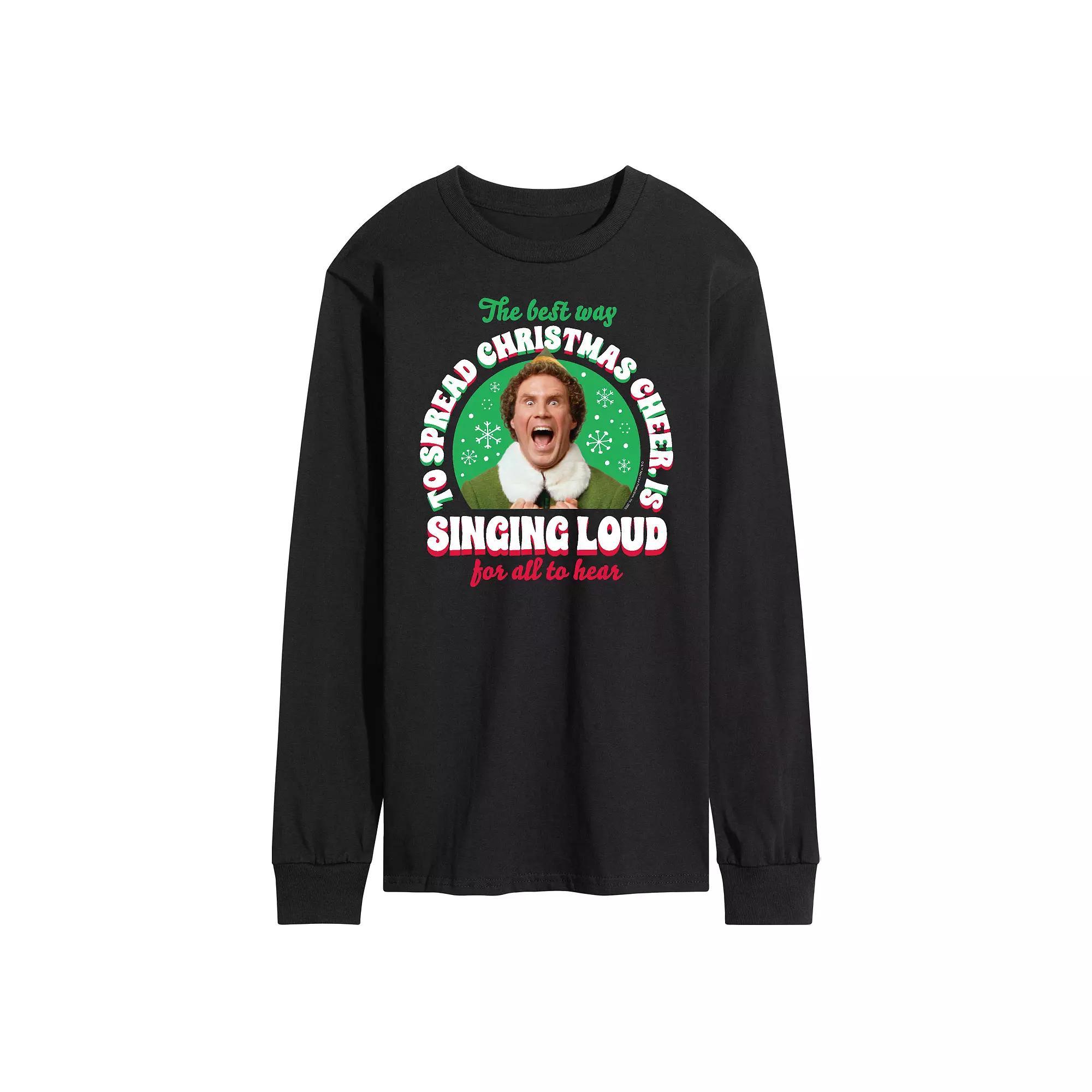 Men's Elf Singing Elf Long Sleeve Tee,  Product Image