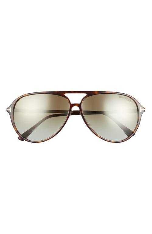 62mm Gradient Oversize Aviator Sunglasses In Dark Havana Product Image