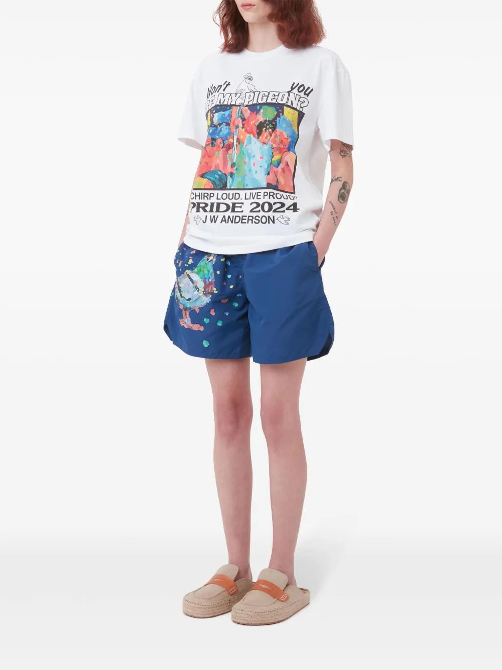 JW ANDERSON Graphic-print Organic-cotton T-shirt In White/multi Product Image