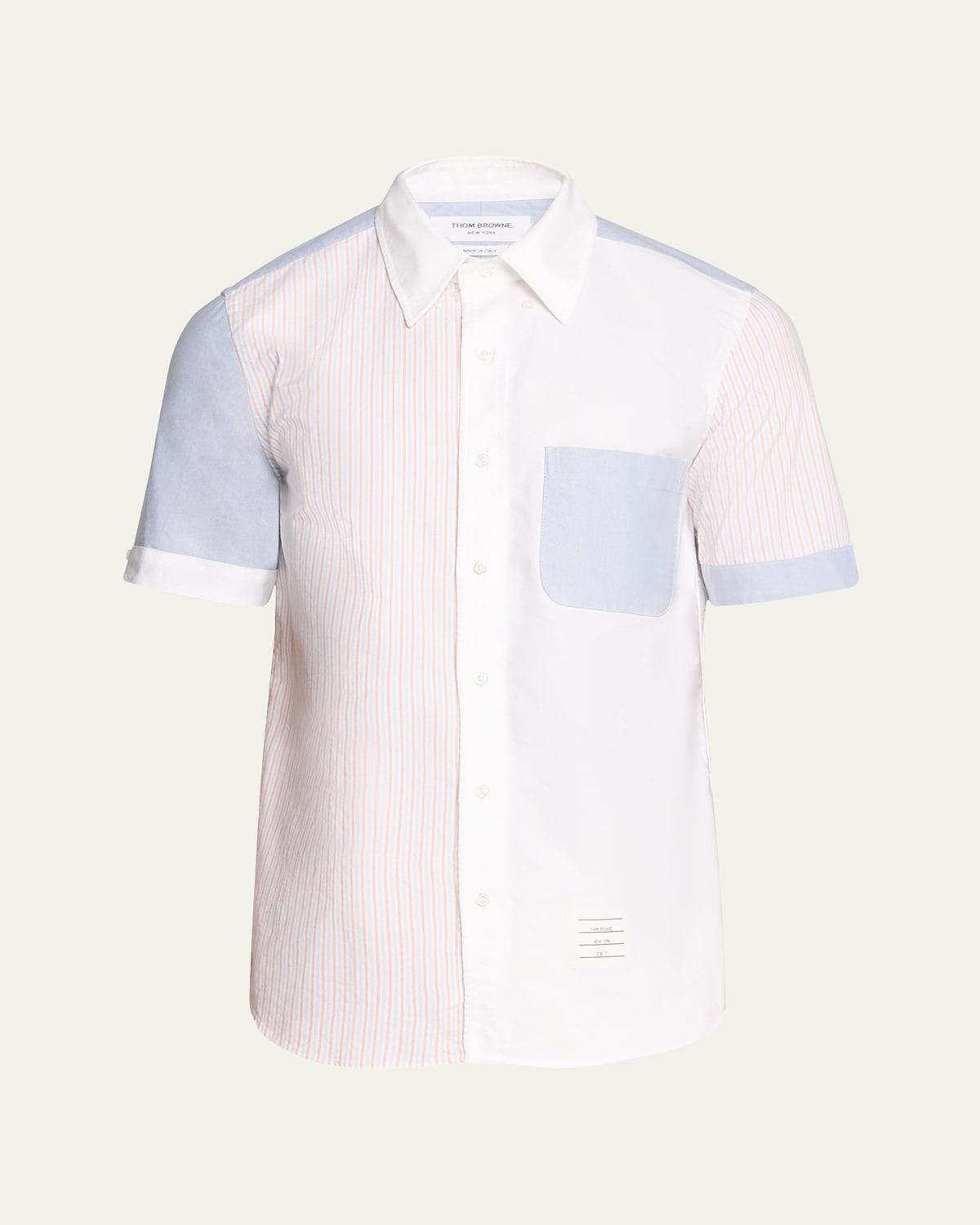 Thom Browne Straight Fit Short Sleeve Shirt in White Product Image