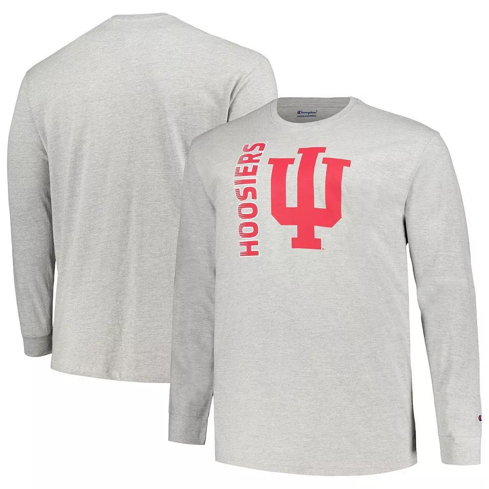 Men's Champion Heather Gray Indiana Hoosiers Big & Tall Mascot Long Sleeve T-Shirt, Size: 2XB, Grey Product Image