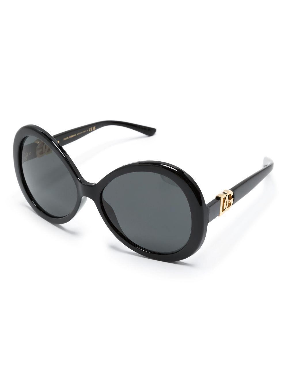 DOLCE & GABBANA Logo-plaque Oversize-frame Sunglasses In Black Product Image