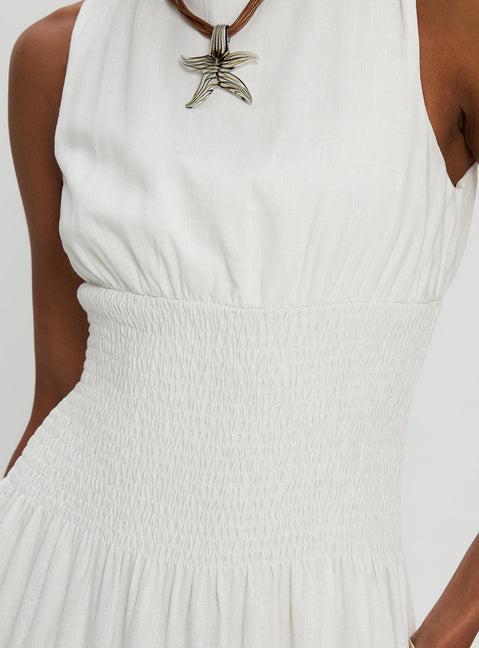 Lilienne Shirred Maxi Dress White Product Image