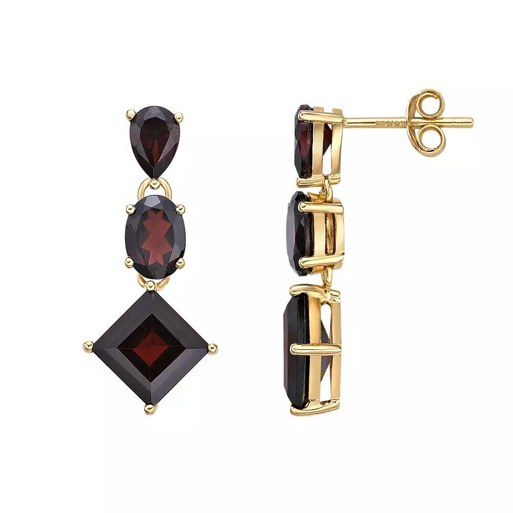 Gemminded 18k Gold Over Silver Garnet Geometric Drop Earrings, Women's, Gold Tone Product Image