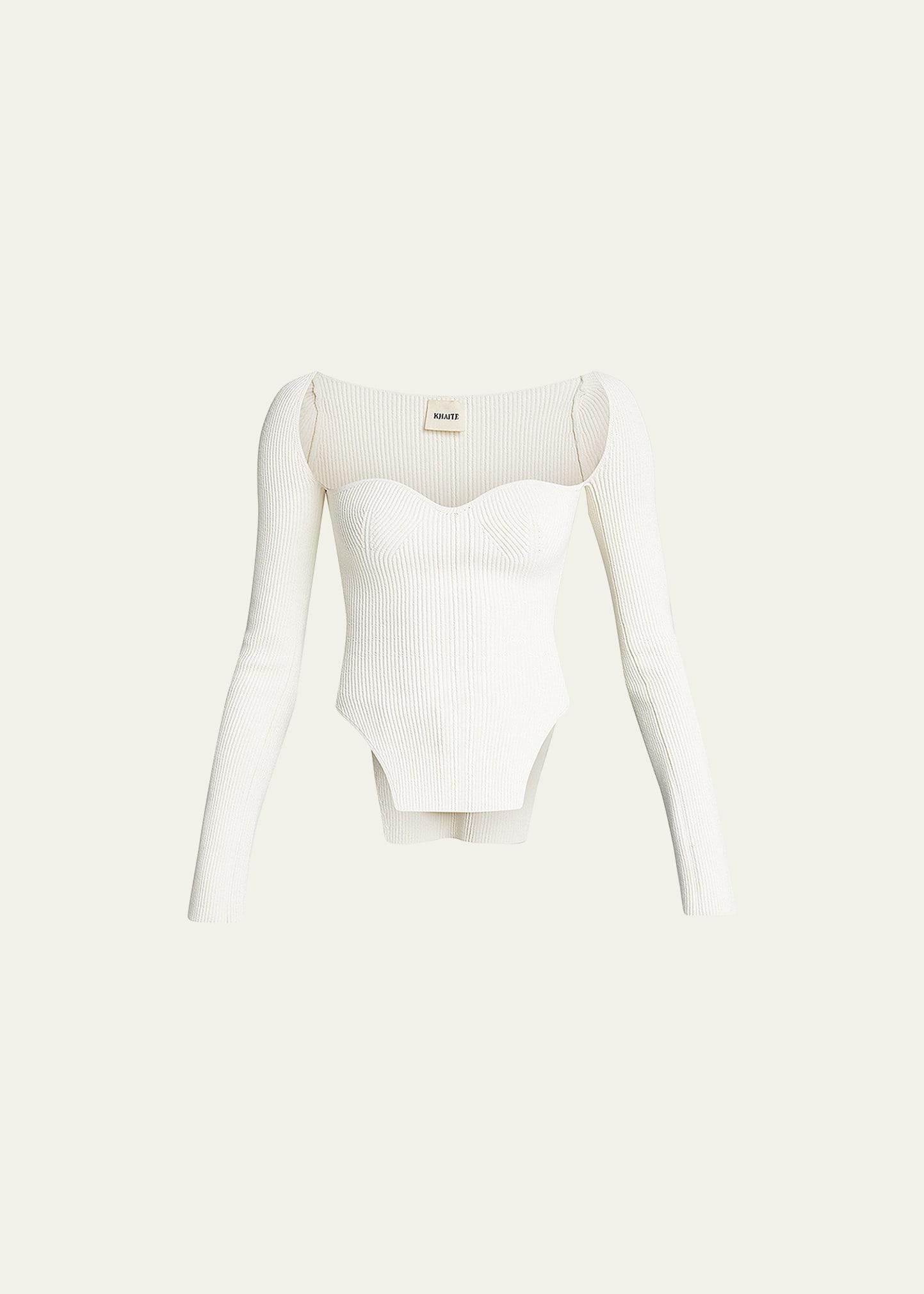 Womens Maddy Rib-Knit Long-Sleeve Bodysuit Product Image