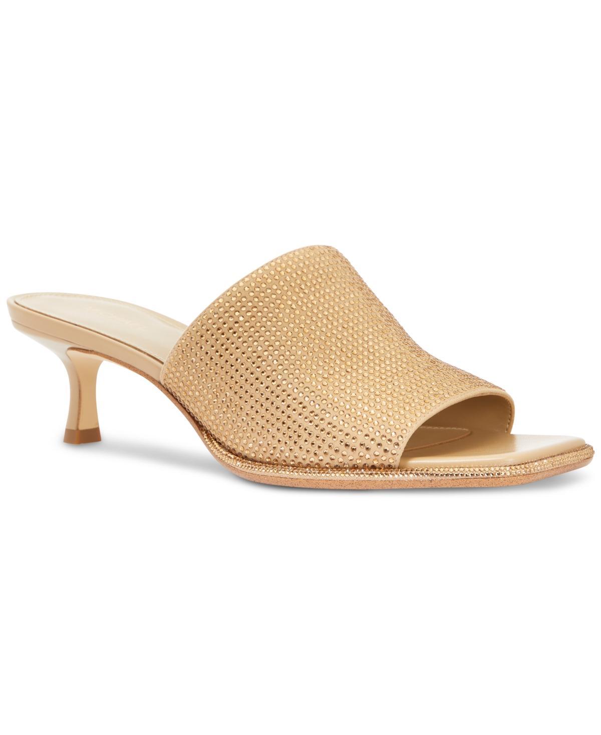 Michael Michael Kors Womens Lara Embellished Kitten-Heel Sandals - Camel/ Product Image