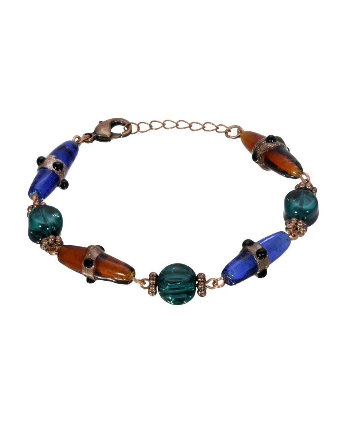 1928 Copper Tone Multi Color Beaded Bracelet, Womens Product Image