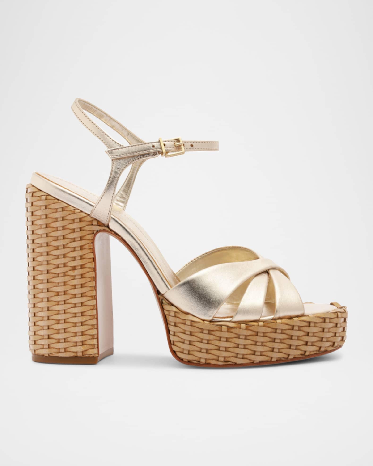 Keefa Metallic Woven-Heel Platform Sandals Product Image