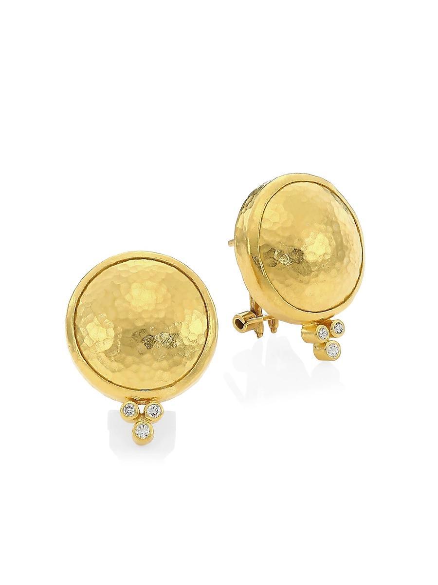 Womens Amulet 24K Yellow Gold & Diamond Button Earrings Product Image