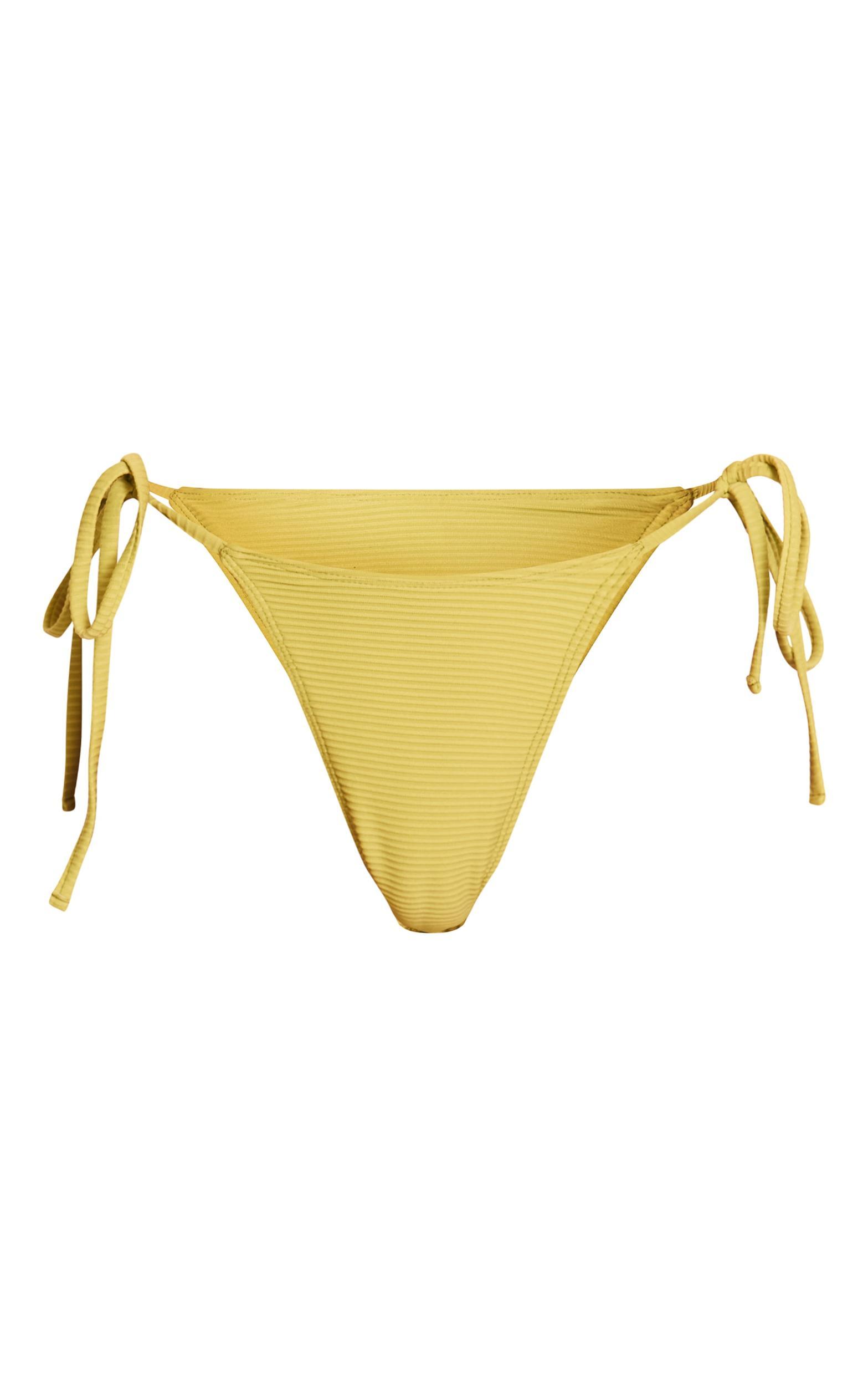 Lime Ribbed Tie Side Bikini Bottoms Product Image