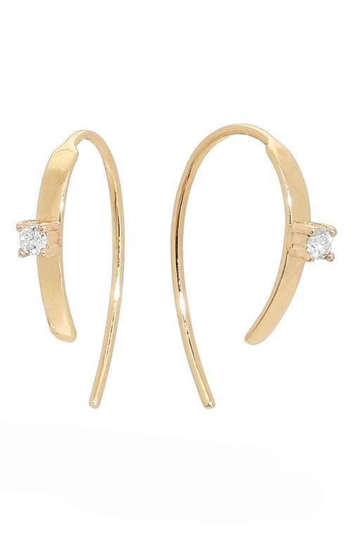 Mini Flat Hooked on Hoop Earrings with Diamonds, 15mm Product Image