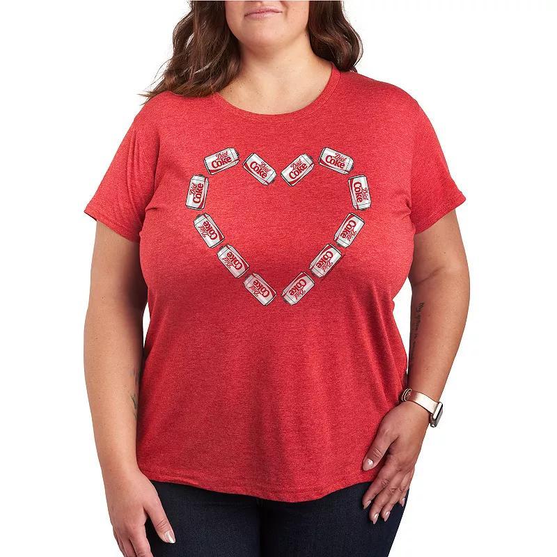 Plus Size Diet Coke Can Heart Graphic Tee, Womens Grey Red Product Image