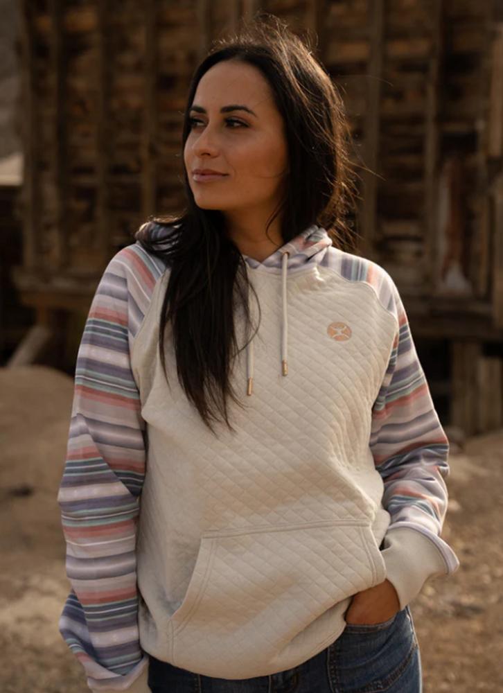 SALE Hooey® Ladies "Summit" Cream/Serape With Quilted Body Hoodie Product Image