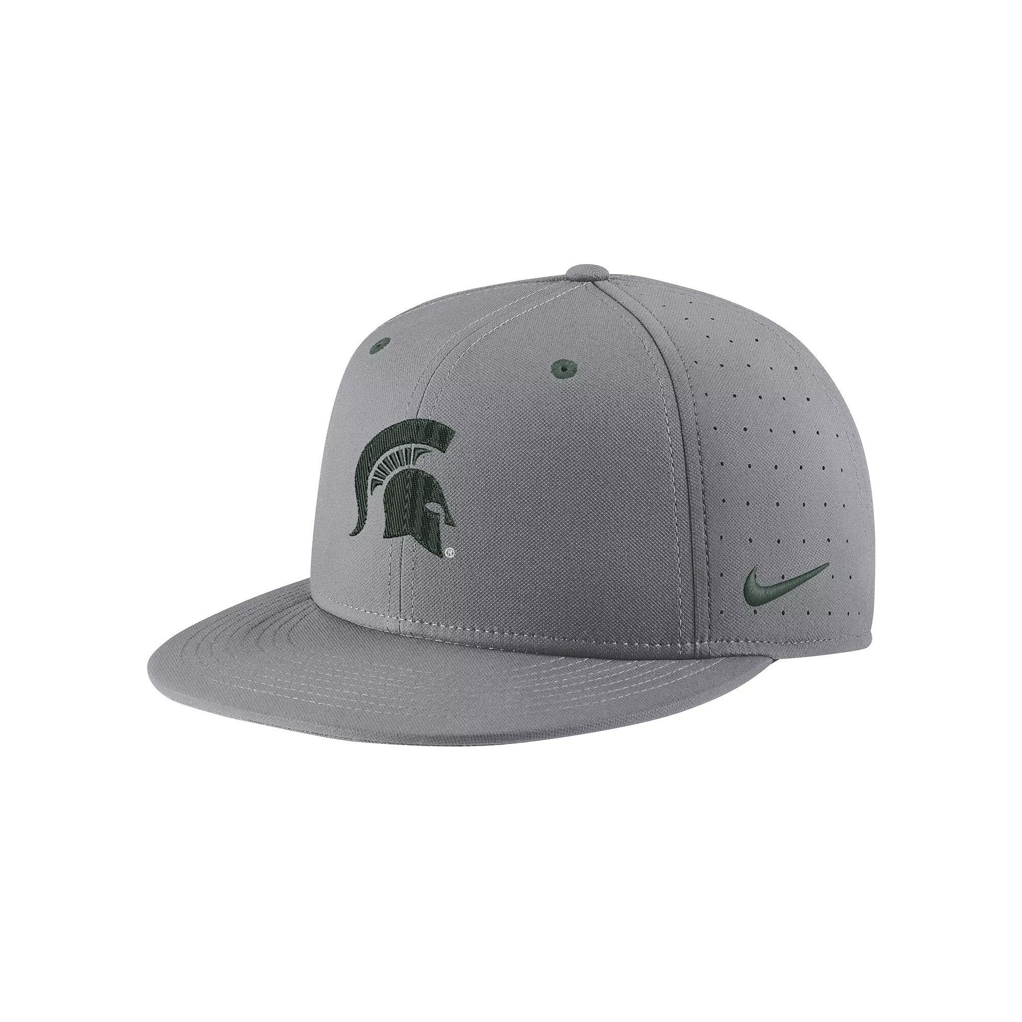 Mens Nike Gray Michigan State Spartans USA Side Patch True AeroBill Performance Fitted Hat Product Image