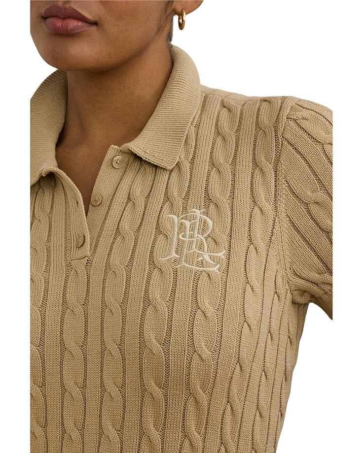 Cable-Knit Cotton Polo Sweater Product Image