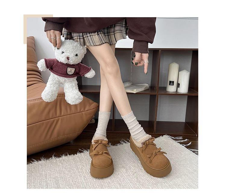 Bow Fleece Panel Platform Loafers Product Image