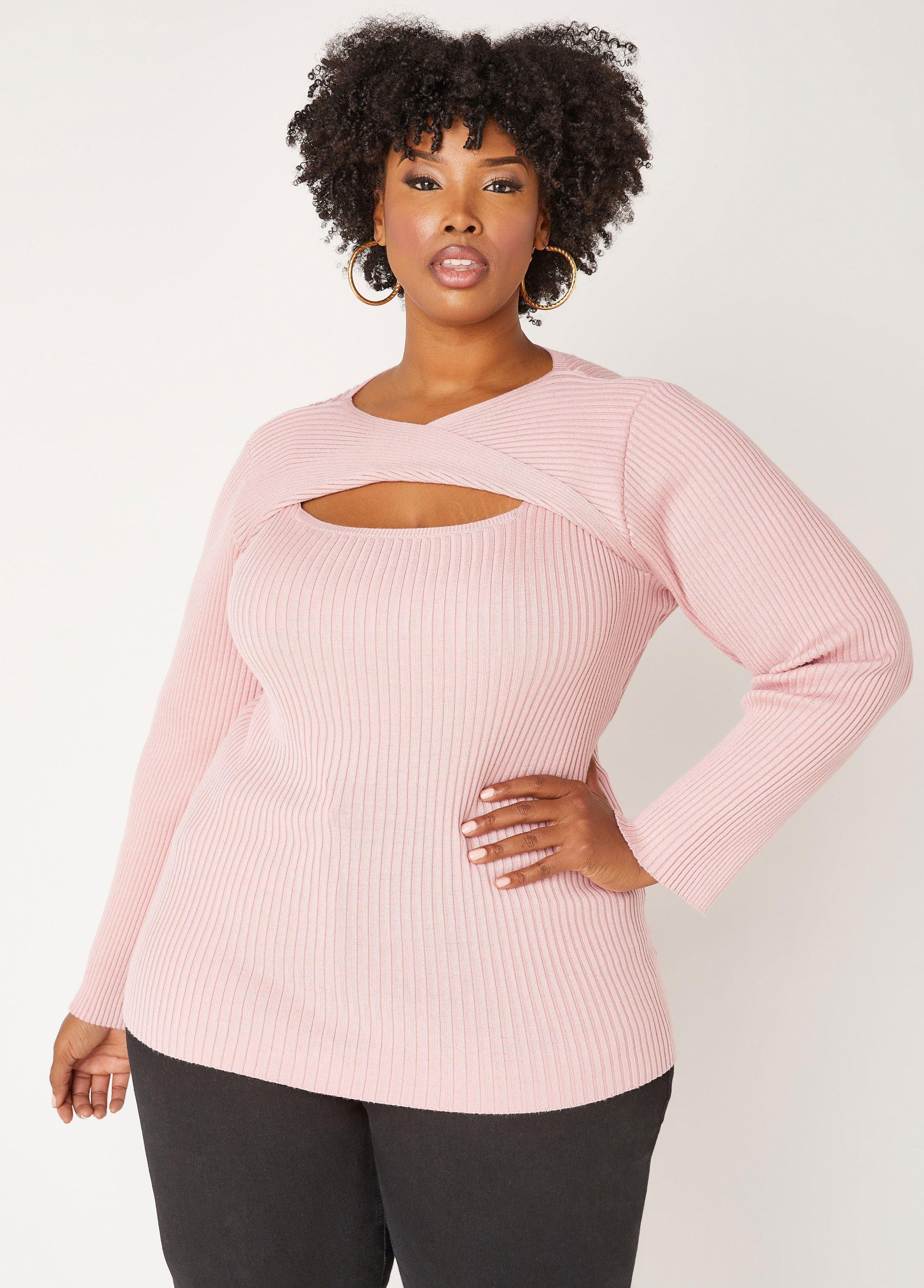 Plus Size Twisted Cutout Sweater Ashley Stewart Product Image