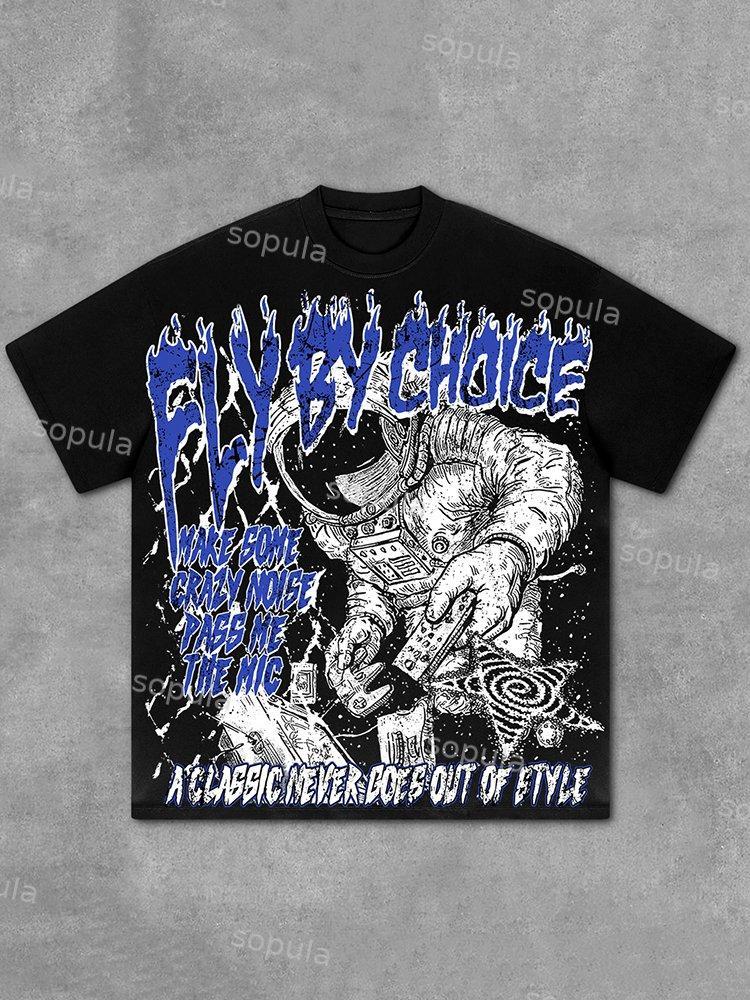 Fly By Choice X Spacestation Graphics Print Cotton T-Shirt Product Image