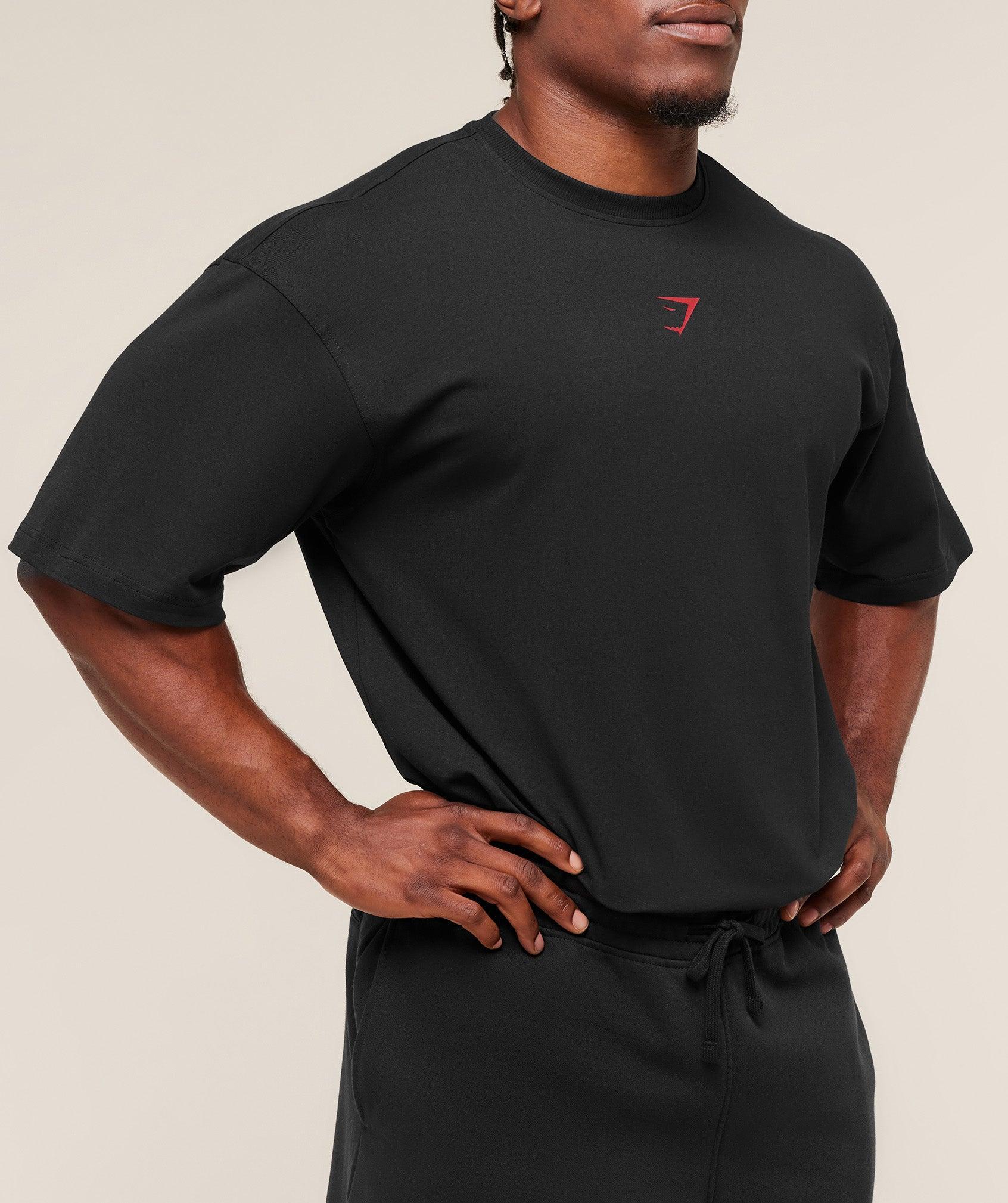 Gymshark Power T-Shirt - Black/Conditioning Red Male Product Image