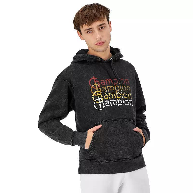 Mens Champion Stonewash Mineral Dye Retro Logo Graphic Hoodie Product Image