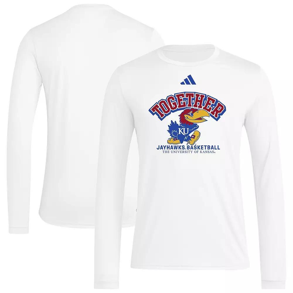Men's adidas White Kansas Jayhawks Together On-Court Pregame Long Sleeve T-Shirt, Size: XL Product Image