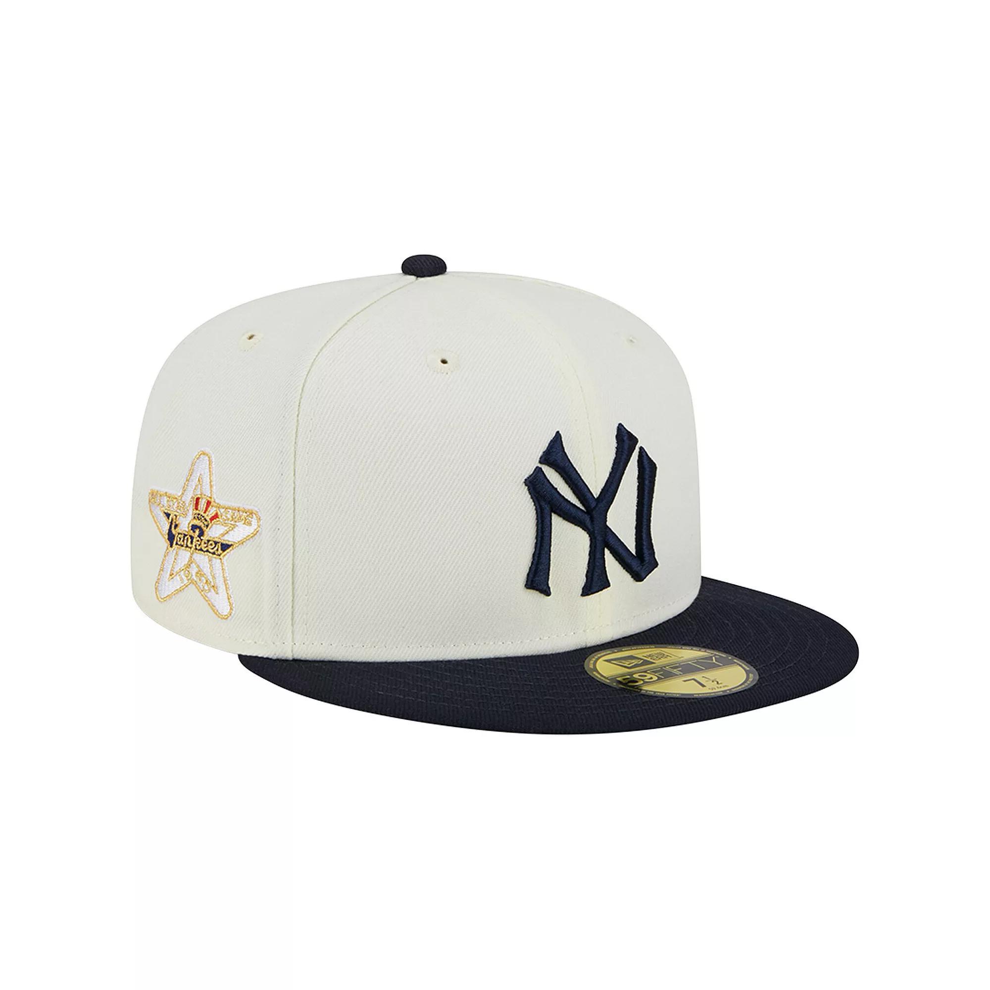 Men's New Era Stone/Navy New York Yankees Retro 59FIFTY Fitted Hat, Size: 8, Team Product Image