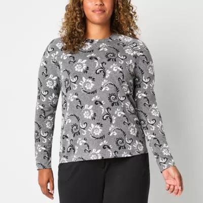 Liz Claiborne Womens Crew Neck Long Sleeve Blouse Product Image