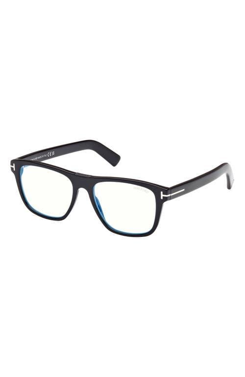 TOM FORD 54mm Square Blue Light Blocking Optical Glasses In Black Product Image