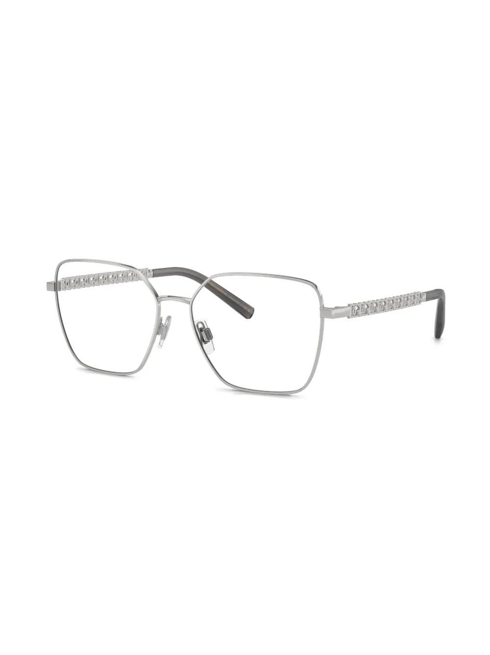 DOLCE & GABBANA Square-frame Logo-lettering Glasses In Silber Product Image