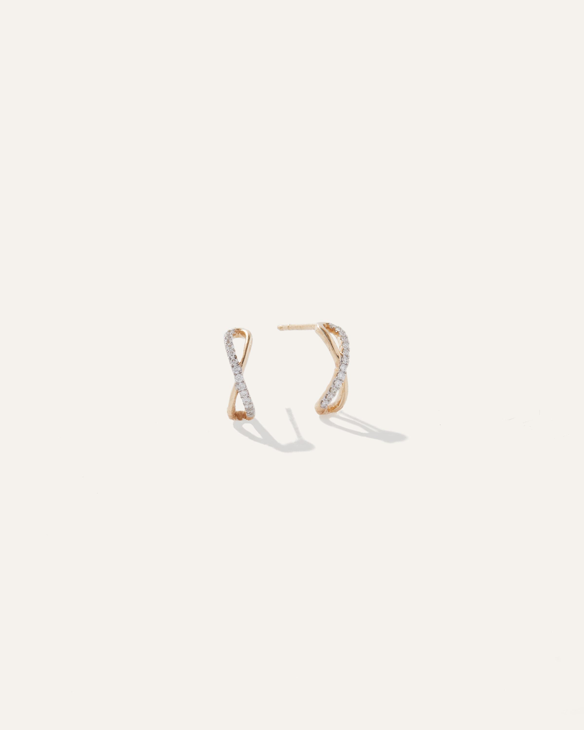 14K Gold Pave Diamond X Hoops Product Image