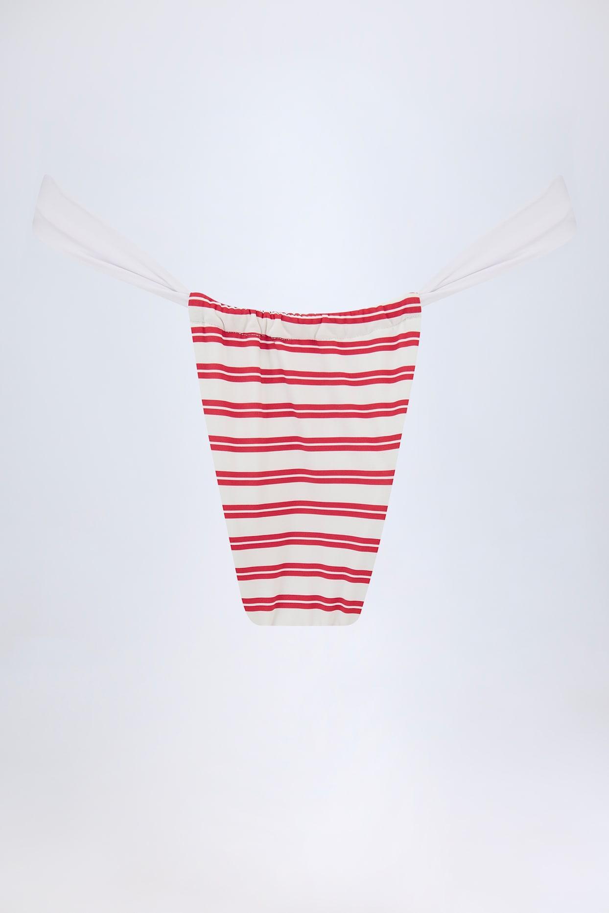 Ruched Cheeky Bikini Bottoms in Cherry Red Product Image