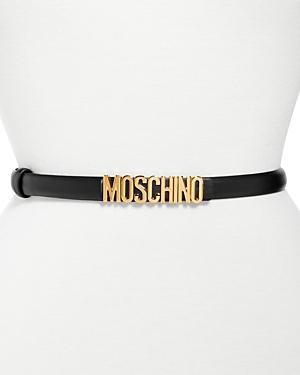 Moschino Womens Logo Buckle Leather Belt Product Image