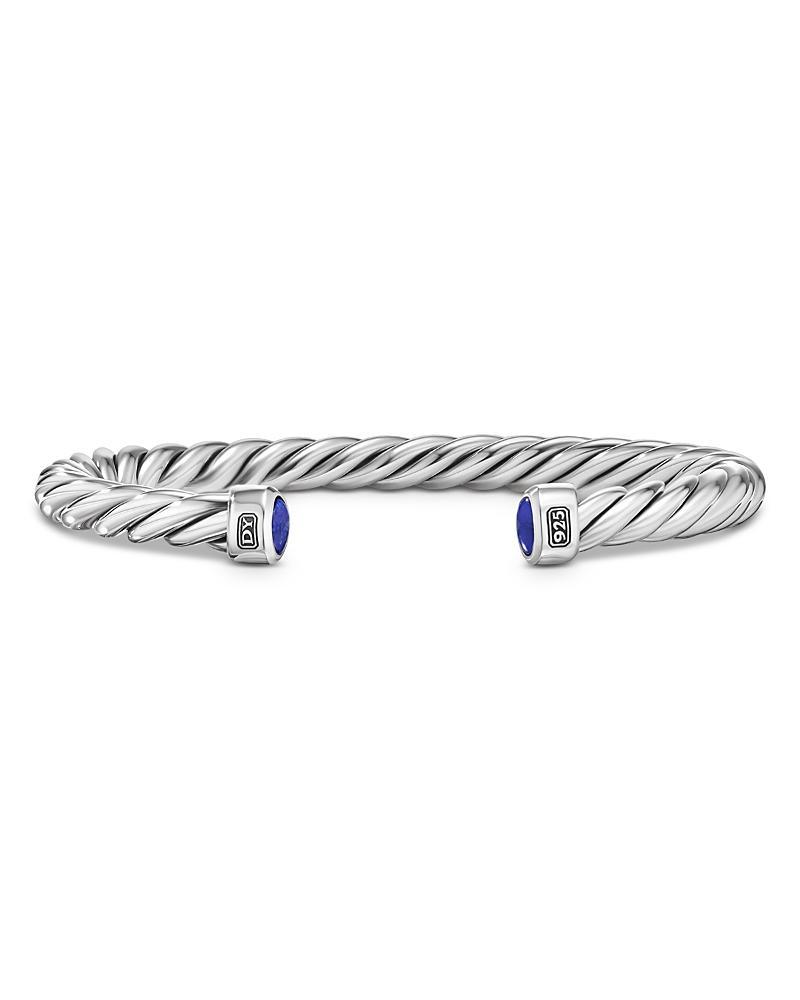 6mm Mens Cable Cuff Bracelet in Silver Product Image