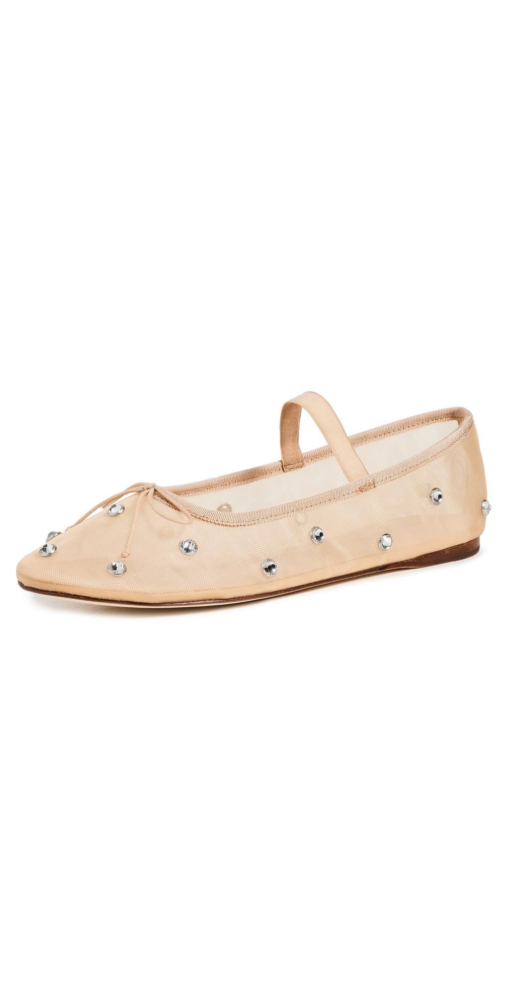 Leonie Crystal Mesh Ballerina Flats Product Image