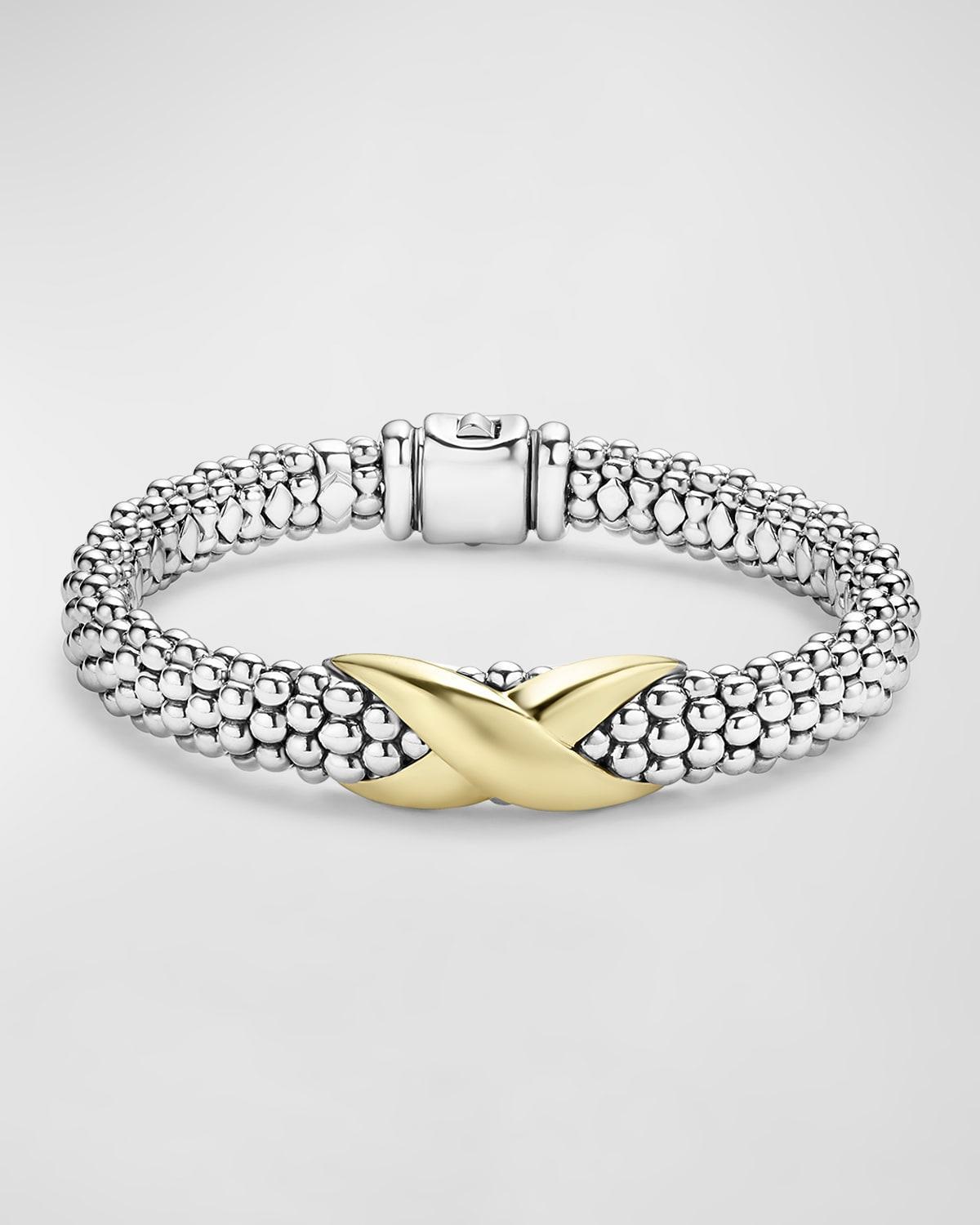 Lagos 18K Yellow Gold & Sterling Silver Embrace X Caviar Bead Link Bracelet Product Image