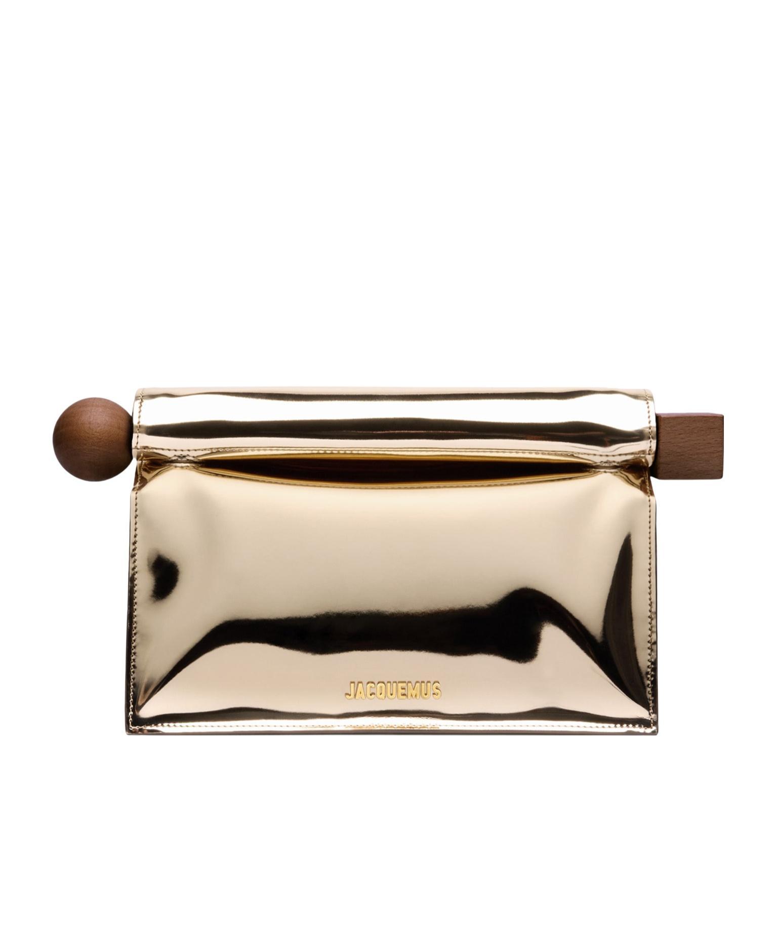 JACQUEMUS La Petite Pochette Rond Leather Clutch In Metallic Product Image