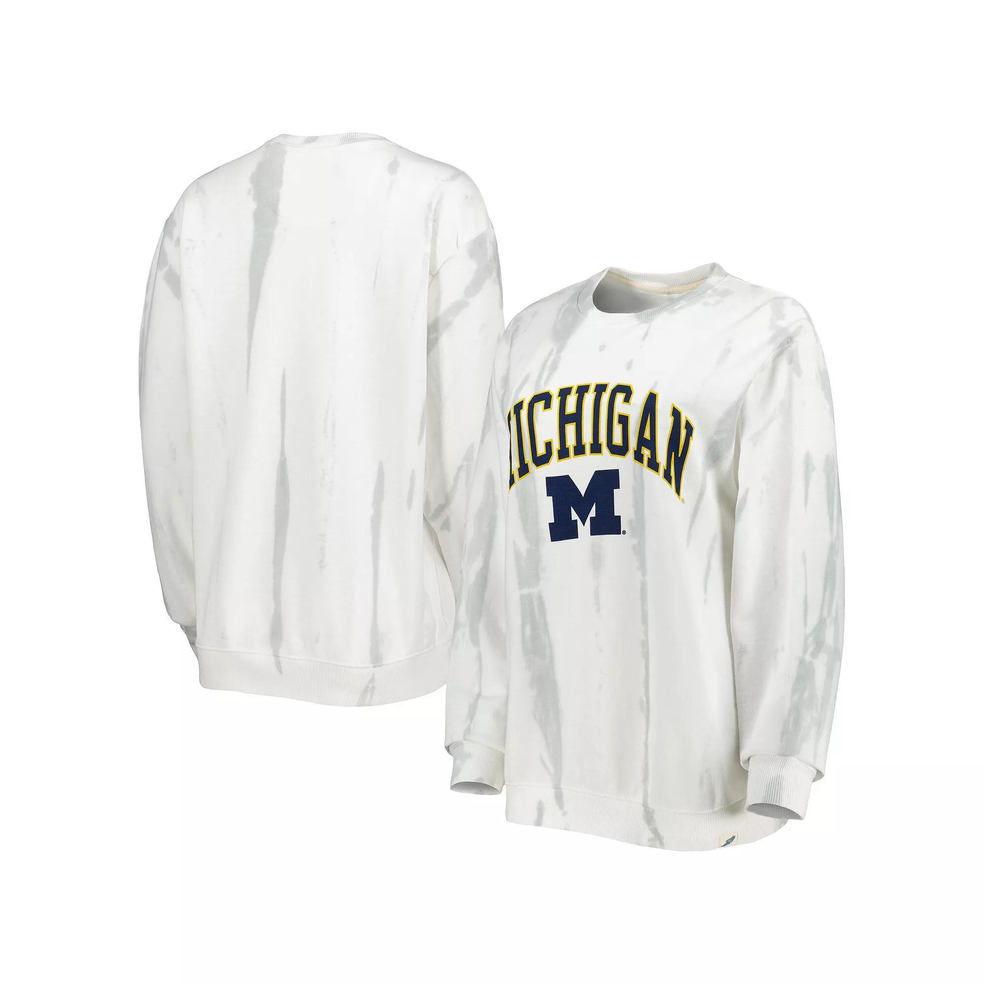 Mens League Collegiate Wear /Silver Michigan Wolverines Classic Arch Dye Terry Pullover Sweatshirt Product Image