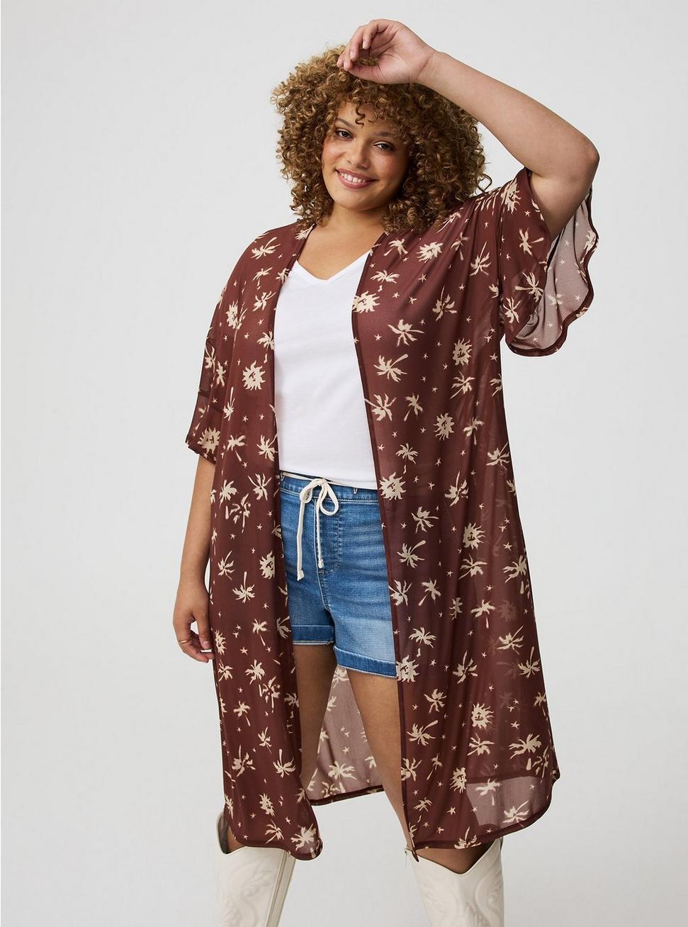 Mesh Ruffle Sleeve Kimono Product Image