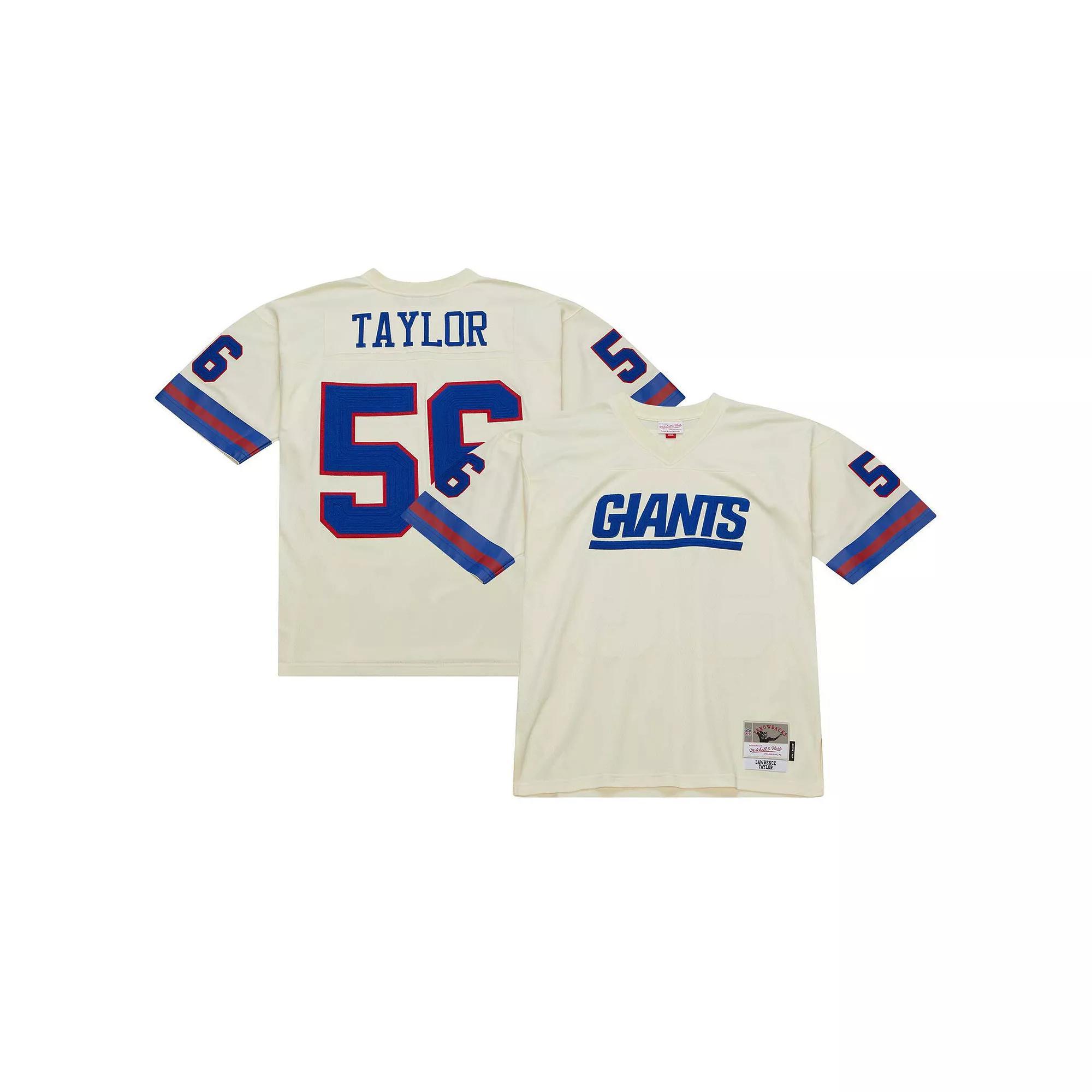 Men's Mitchell & Ness Lawrence Taylor Cream New York Giants Chainstitch Legacy Jersey, Size: 4XL, Beige Product Image