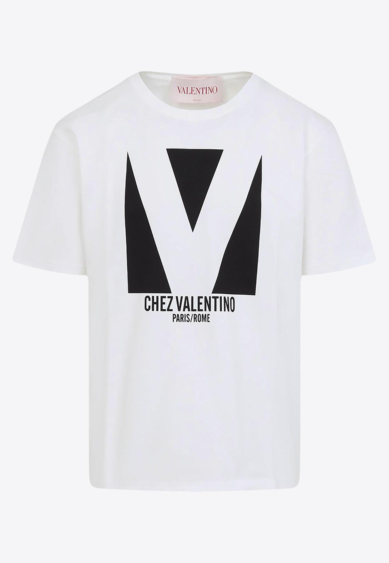 VALENTINO Mens Avorio Logo-print Crew-neck Cotton-jersey T-shirt Product Image