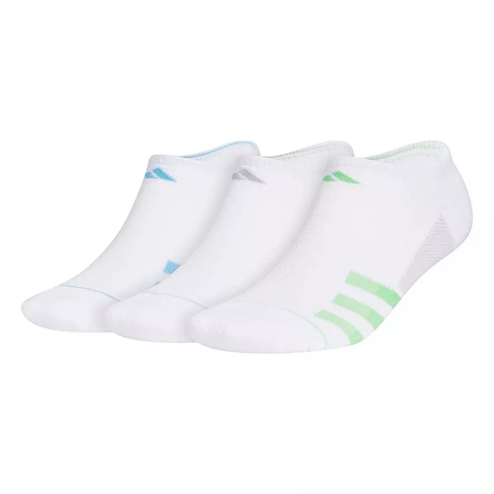 Men's adidas 3-pack Superlite 3 Stripe No-Show Socks, Size: 6-12, White Blue Green Product Image