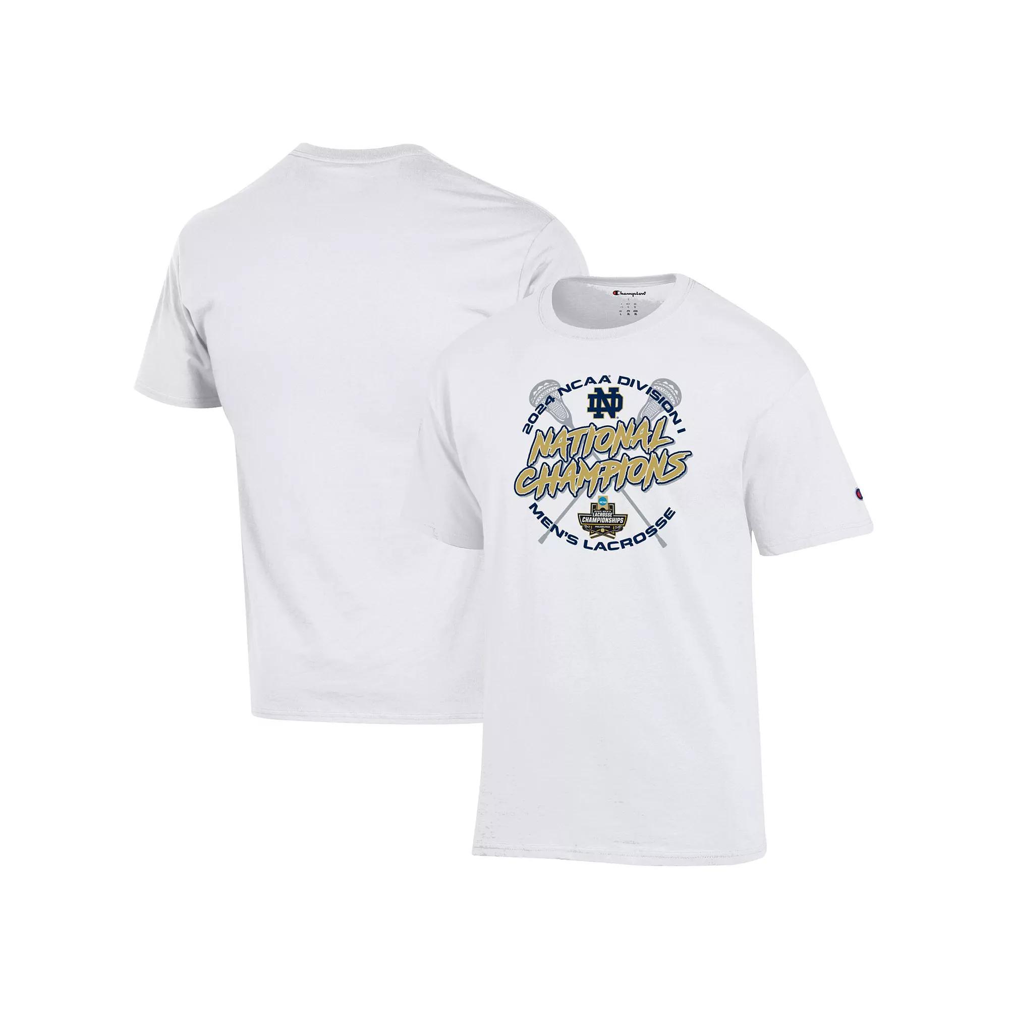 Men's Champion White Notre Dame Fighting Irish 2024 NCAA Men's Lacrosse National Champions Locker Room T-Shirt, Size: 2XL Product Image
