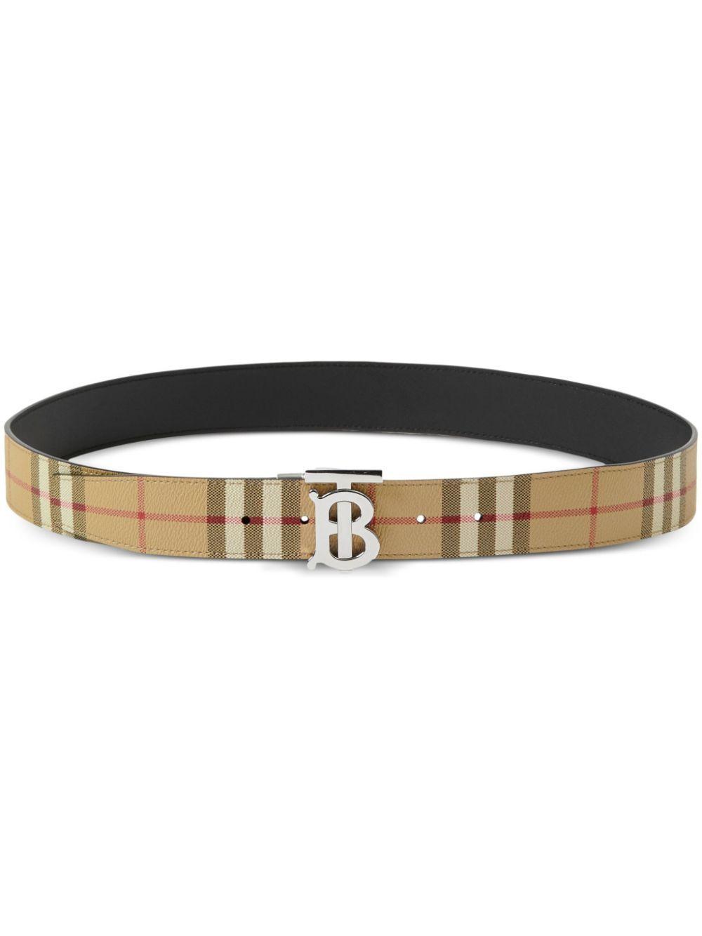 BURBERRY Beige Monogram Motif Vintage Check Reversible Belt In Archive Beige Product Image