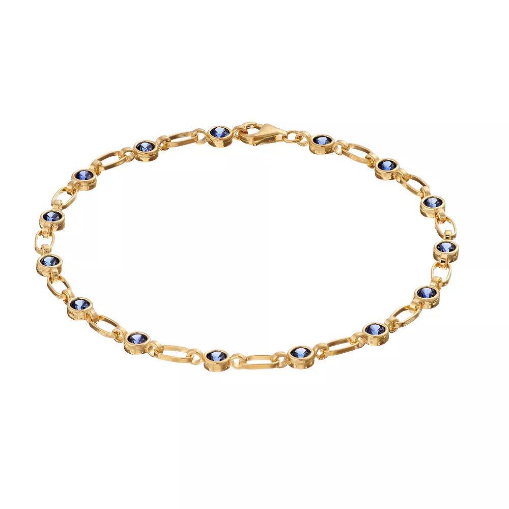 Kristen Kesho Sterling Silver Lab-Created Sapphire Tennis Bracelet, Women's, Size: 7.25", Gold Tone Product Image