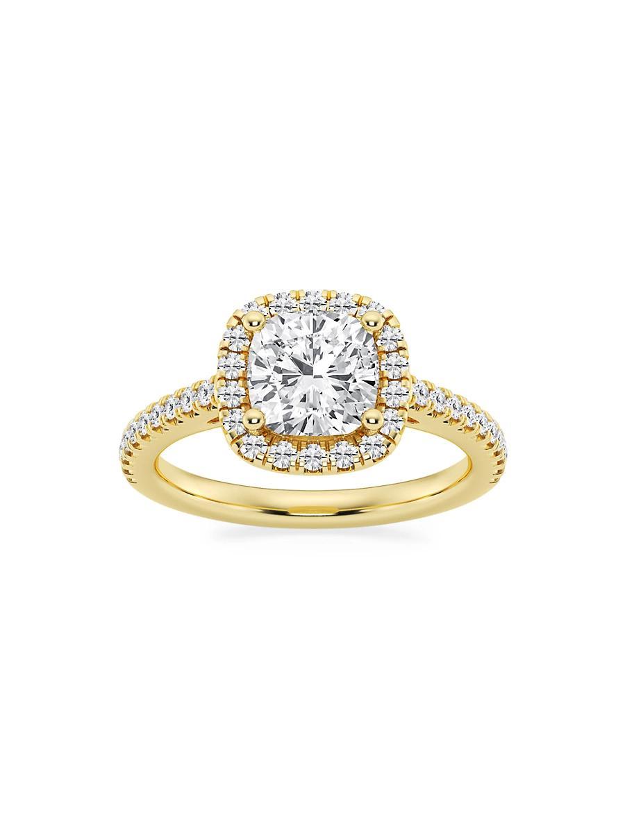 Womens 14K Yellow Gold & Cushion-Cut Lab-Grown Diamond Halo Ring/1.30-3.60 TCW Product Image